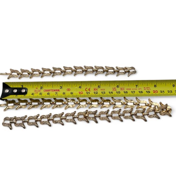 Vintage MARINO Floral Butterfly Link Necklace and Bracelet Set Gold Tone Floral - Picture 9 of 9